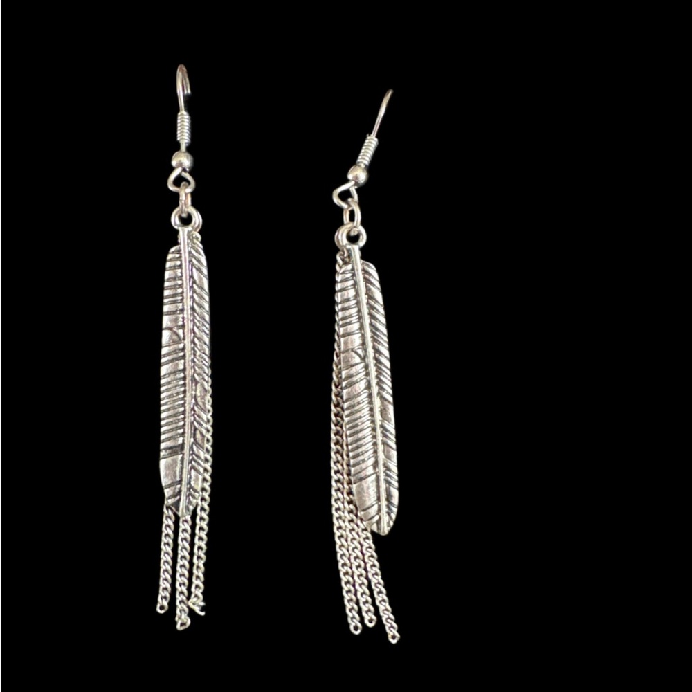 Silver Feather Earrings